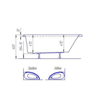 Ванна акриловая Artel Plast (Catania) Далина 1600х700 Ванна акриловая Artel Plast (Catania) Далина 1600х700