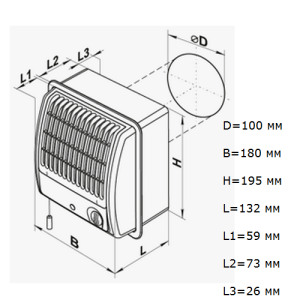 Vents 100 ЦФ турбо побутовий вентилятор