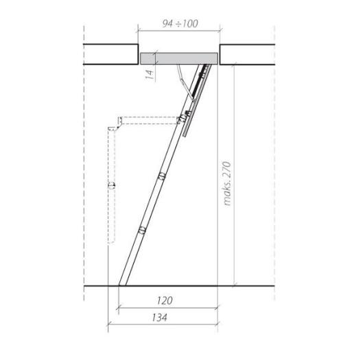 Сходи на горище з поручнем Fakro Komfort LWK Plus-H280 60х94 Сходи на горище з поручнем Fakro Komfort LWK Plus-H280 60х94