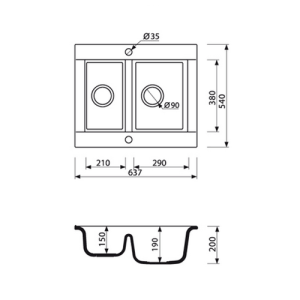 Гранитная мойка Marmorin VOGA 1,5k