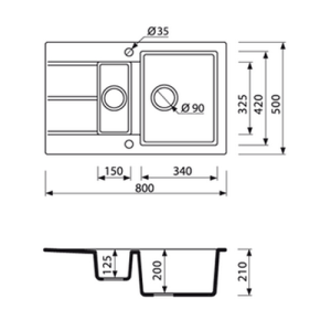 Гранітне миття Marmorin BARIO 1,5k 0.5о