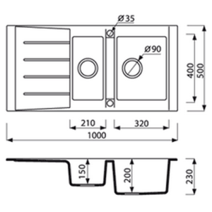 Гранитная мойка Marmorin PROFIR 1,5k 1о Гранитная мойка Marmorin PROFIR 1,5k 1о