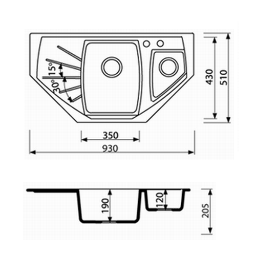 Гранитная мойка Marmorin FENCO trapez