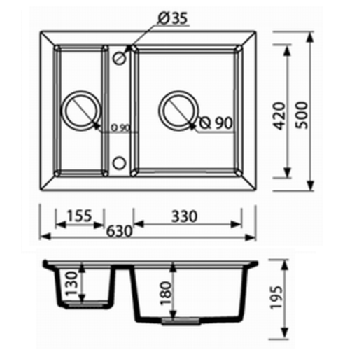 Гранитная мойка Marmorin CIRE 1,5k