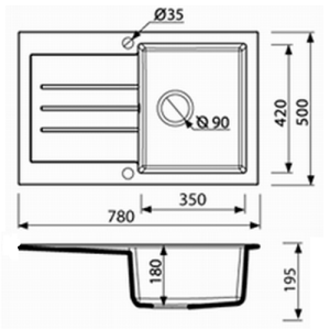 Гранитная мойка Marmorin TELUR 1k 1о Гранитная мойка Marmorin TELUR 1k 1о