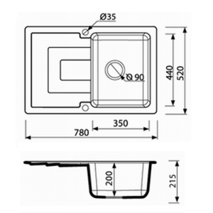 Гранитная мойка Marmorin STEN 1k 1о Гранитная мойка Marmorin STEN 1k 1о