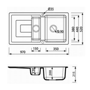 Гранитная мойка Marmorin STEN 1,5k 1о