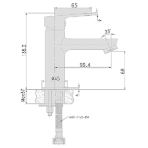 Змішувач для умивальника Imprese LASKA 05040 (35) W