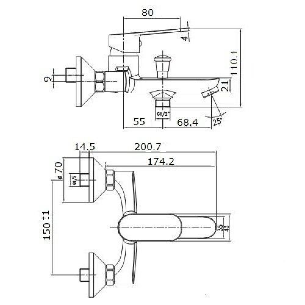 Смеситель для ванны Imprese LASKA 10040 S