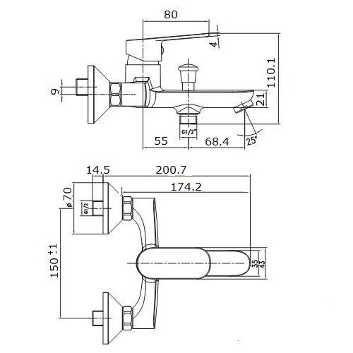 Змішувач для ванни Imprese LASKA 10040 S