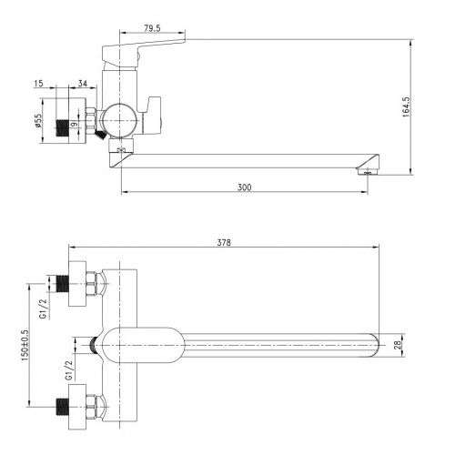 Змішувач для ванни Imprese LESNA 35070
