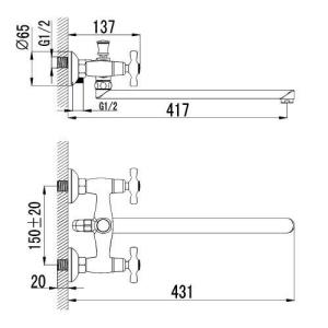 Змішувач для ванни Imprese RALSKO new 35240 new
