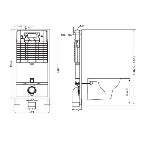 Інсталяція в наборі Cersanit Slim&Silent + унітаз Carina (5 до 1)
