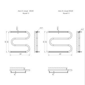 Полотенцесушитель Mario Змейка 30 с полочкой