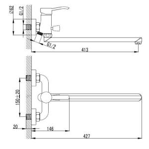 Змішувач для ванни Imprese Novako 35200
