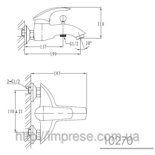 Змішувач для ванни Imprese Liberec 10270 Змішувач для ванни Imprese Liberec 10270