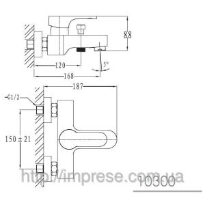 Змішувач для ванни Imprese Milovice 10300