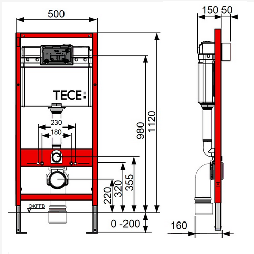 Застінний модуль для підвісного унітазу TECEbase 9400001