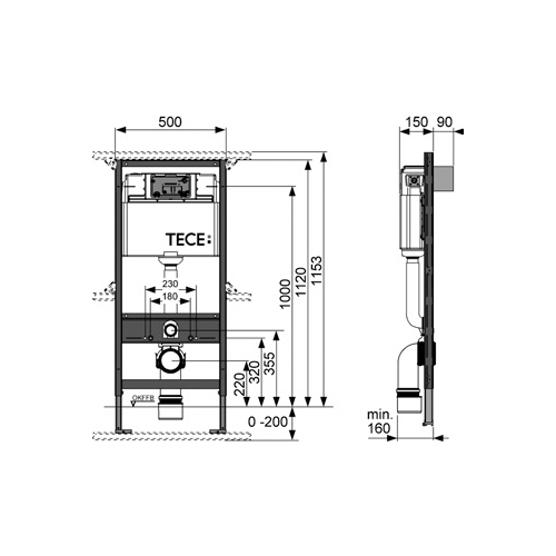 Застінний модуль для підвісного унітазу TECE 9300033 Застінний модуль для підвісного унітазу TECE 9300033
