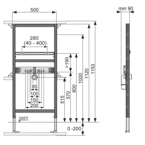 Застінний модуль для умивальника 9310000