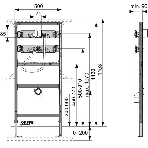 Застінний модуль для пісуару 9320008