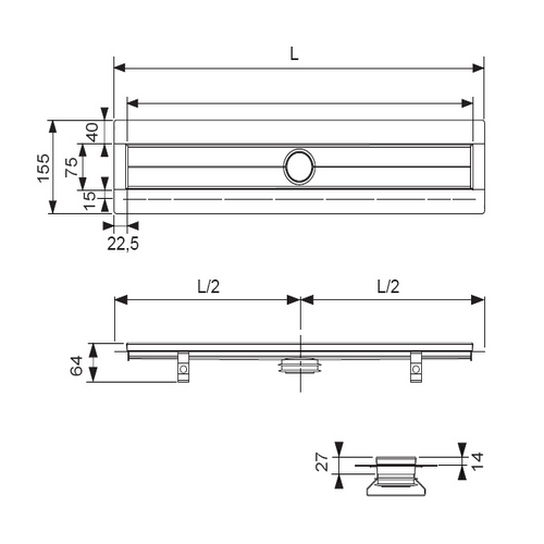 Душевой канал TECEdrainline 600700