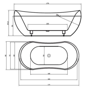 Ванна VOLLE окремо стоїть 12-22-116 B/W