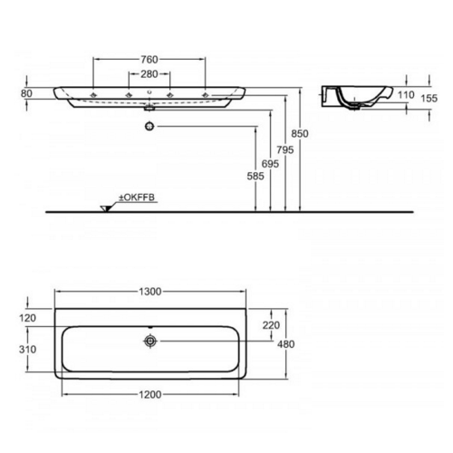 Раковина Keramag It!-130 121933-600 Раковина Keramag It!-130 121933-600