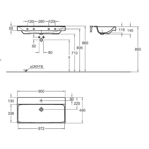 Раковина Keramag Xeno 2-90 127090-600 Раковина Keramag Xeno 2-90 127090-600