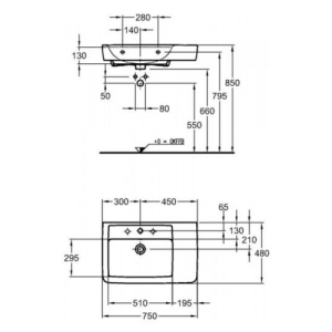 Раковина Keramag Renova Nr. 1 Plan 122180