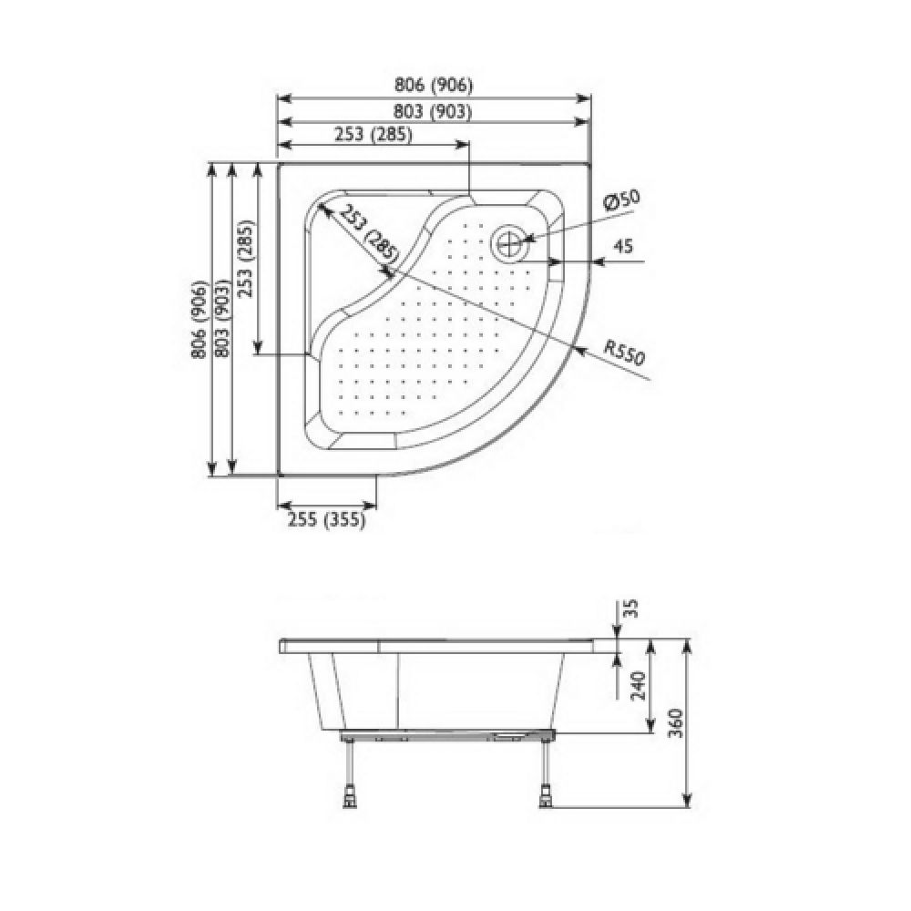 Поддон акриловый Aquaform Plus 200-18608