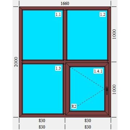 Металопластикове вікно Rehau Euro 70 2000*1660 (Розпродаж)