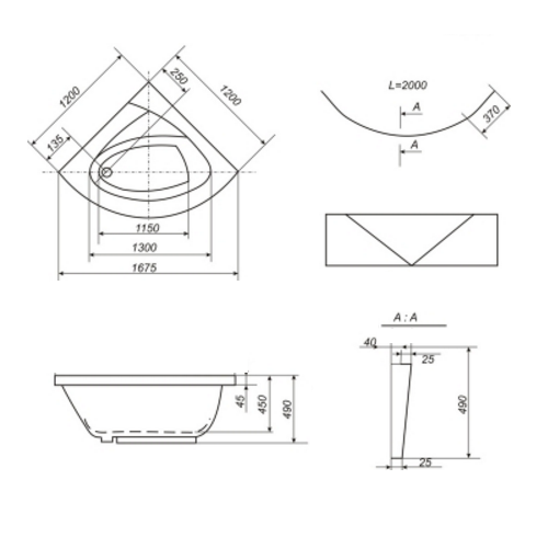 Ванна акрилова Bisante Белла