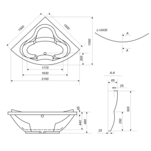 Ванна акриловая Bisante Сабрина Ванна акриловая Bisante Сабрина