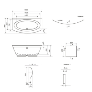 Ванна акриловая Bisante Прима