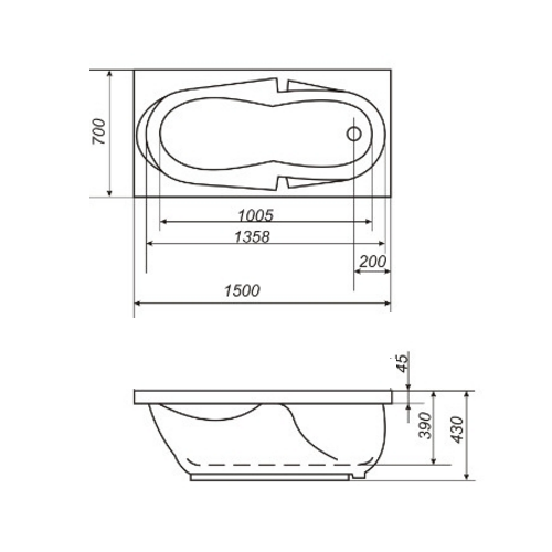 Ванна акриловая Bisante Эконом Ванна акриловая Bisante Эконом