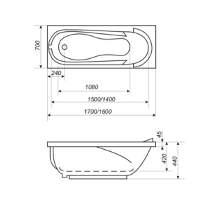 Ванна акрилова Bisante Мілано 160