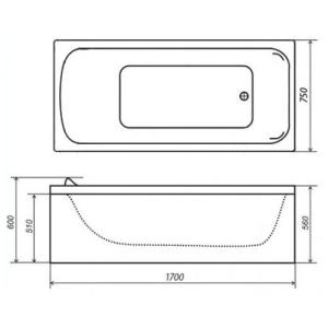 Акрилова ванна Тритон Стандарт 170х75 (сифон у подарунок)