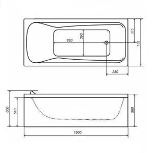 Акрилова ванна Тритон Стандарт 150х75 Екстра (сифон у подарунок) Акрилова ванна Тритон Стандарт 150х75 Екстра (сифон у подарунок)