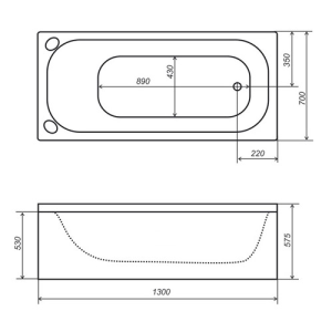 Акрилова ванна Тритон Стандарт 130х70 (сифон у подарунок)