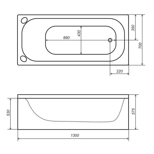 Акрилова ванна Тритон Стандарт 130х70 (сифон у подарунок)