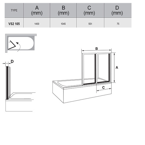 RAVAK Штора для ванны VS 3 100 белый декор RAVAK Штора для ванны VS 3 100 белый декор