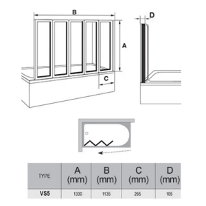 RAVAK Штора для ванни VS 5 білий декор