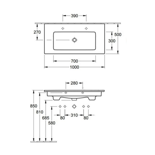 Раковина Villeroy & Boch Venticello, 1000х500 мм