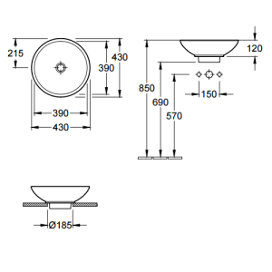 Раковина Villeroy & Boch Loop&Friends, 430 мм