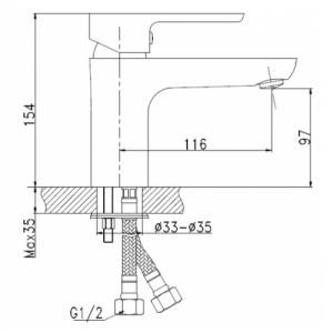 Змішувач для умивальника Invena Kastos BU-16-001 Змішувач для умивальника Invena Kastos BU-16-001