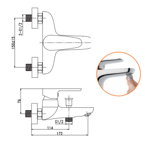 Змішувач для ванни Invena Kastos BW-16-001 Змішувач для ванни Invena Kastos BW-16-001