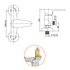Змішувач для душу Invena Kastos BN-16-001 Змішувач для душу Invena Kastos BN-16-001