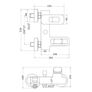 Змішувач для ванни Invena UNIQUA EXE BW-77-001