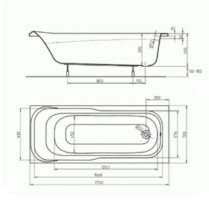 Акрилова ванна KOLO Sensa 170х70 (сифон у подарунок) (сифон у подарунок)